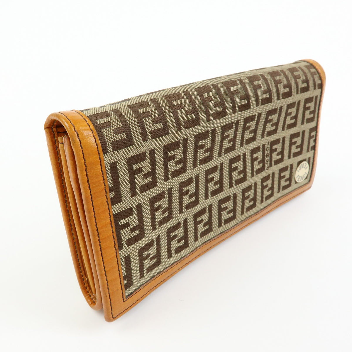 Fendi Bifold Zucca Coated Canvas, Beige, Canvas, Wallet