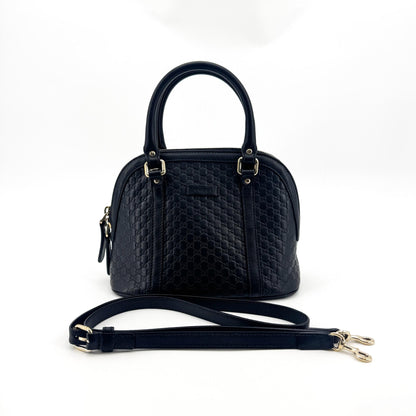 Gucci Convertible Dome Satchel Microguccissima Leather, Black, Leather, Handbag