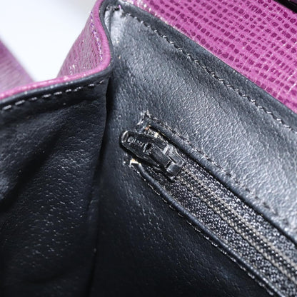 Celine Circle Logo Leather, Purple, Leather, Shoulder Bag