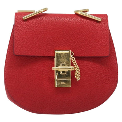 Chloe Drew Leather, Red, Leather, Crossbody Bag