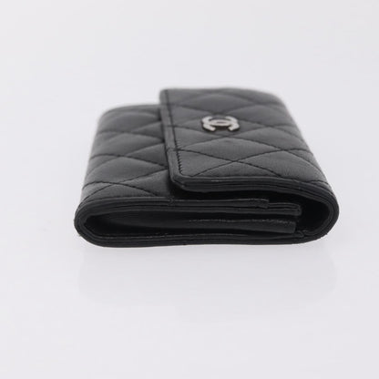 Chanel CC Flap Card Case Quilted Lambskin, Black, Leather, Card Holder