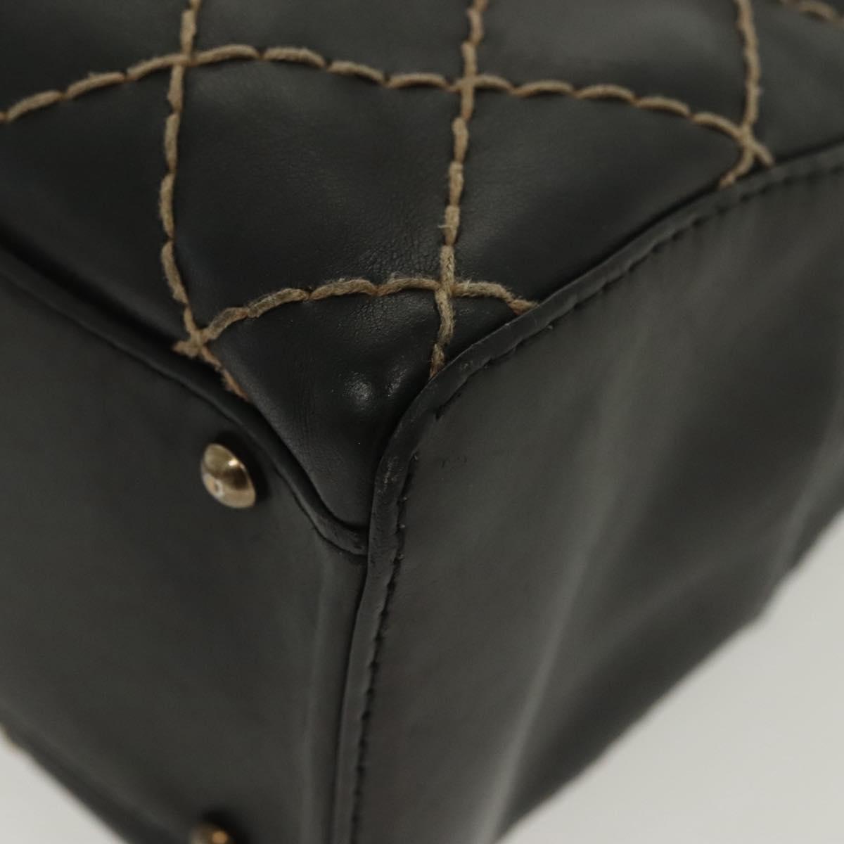 Chanel Surpique Boston Bag Quilted Leather, BLACK, LEATHER, Travel bag