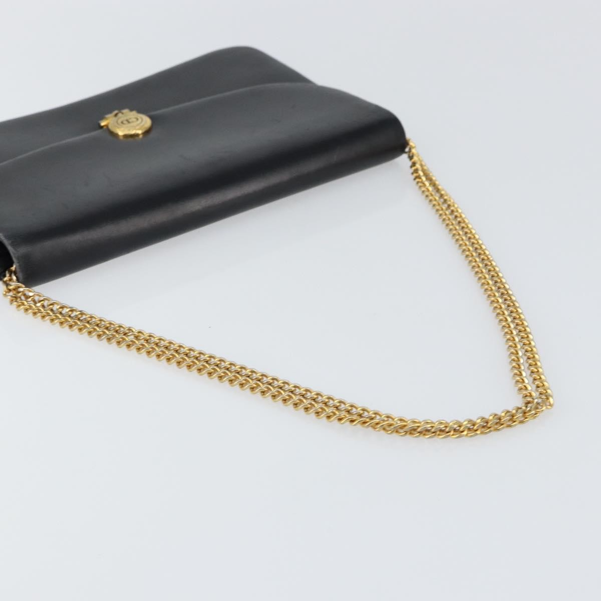 Christian Dior Vintage Chain Flap Leather, Black, Leather, Shoulder Bag