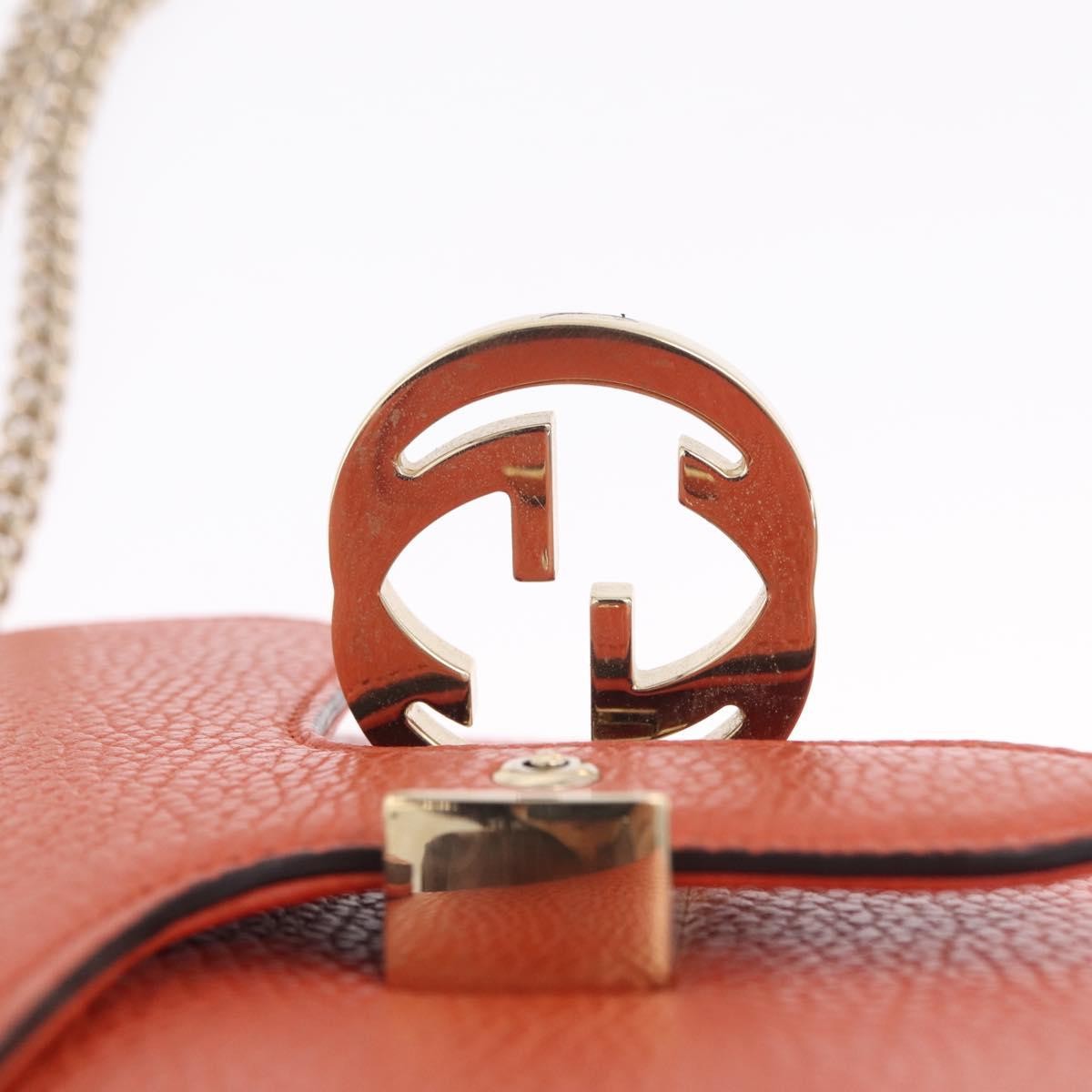 Gucci Interlocking Leather, Orange, Leather, Shoulder Bag