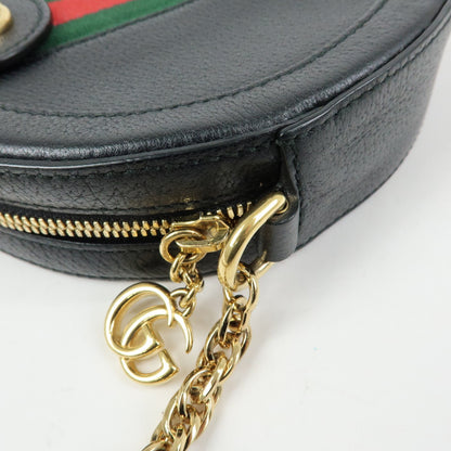 Gucci Ophidia Round Leather, Black, Leather, Shoulder Bag
