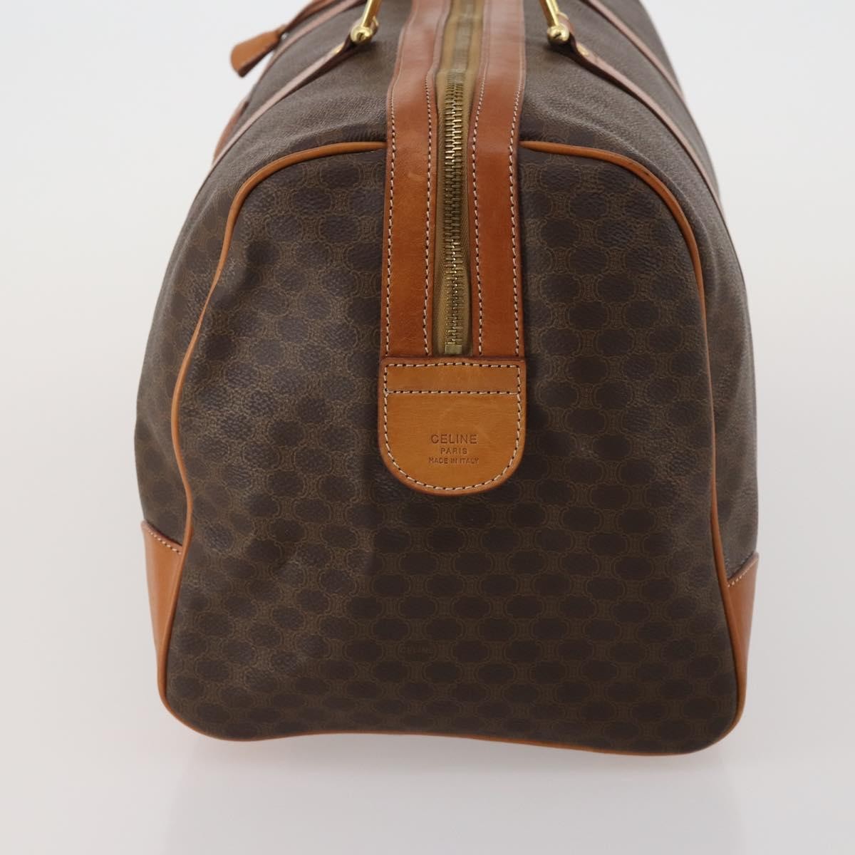 Celine Boston Triomphe Coated Canvas, Brown, PVC, Handbag