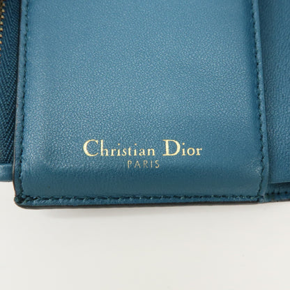 Christian Dior Saddle Flap Leather, Blue, Leather, Wallet