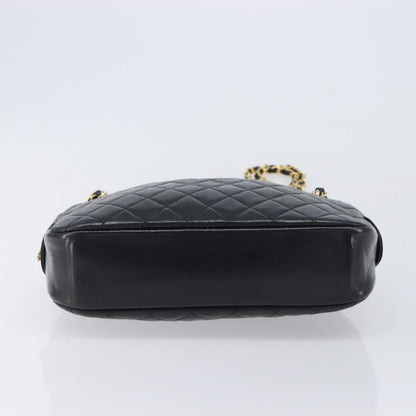 Chanel Vintage Front Pocket Camera Chevron Lambskin, Black, Leather, Handbag