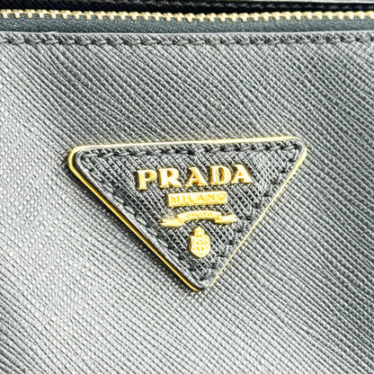 Prada Galleria Double Zip Saffiano Leather, Black, Leather, Tote Bag