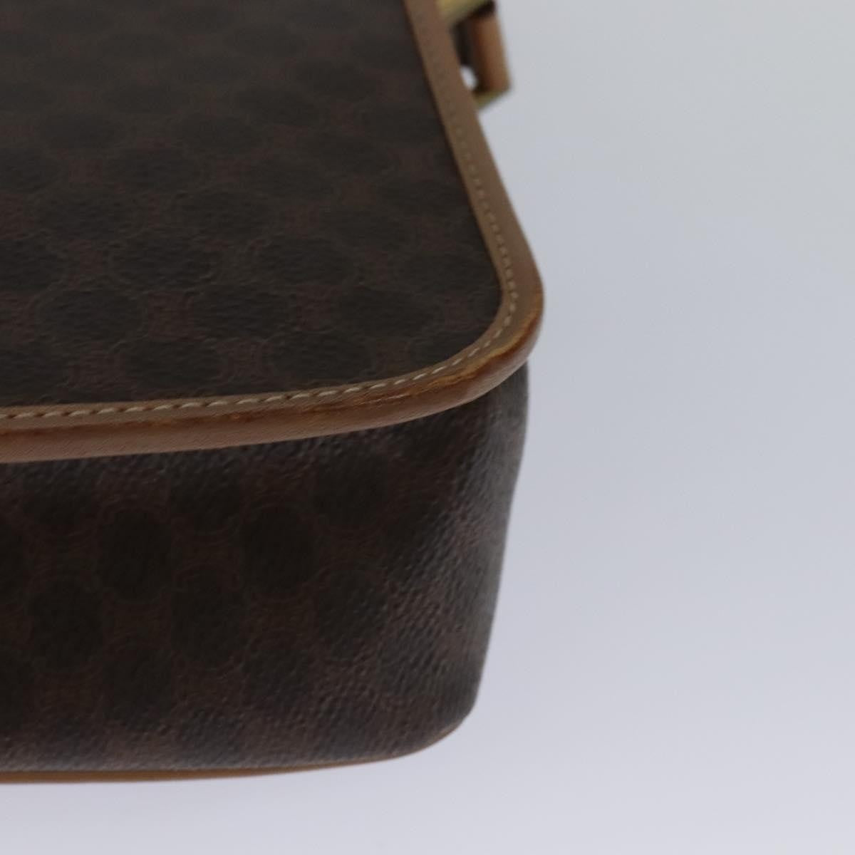 Celine Vintage Macadam Circle Logo Canvas and Leather, Brown, Canvas, Shoulder Bag