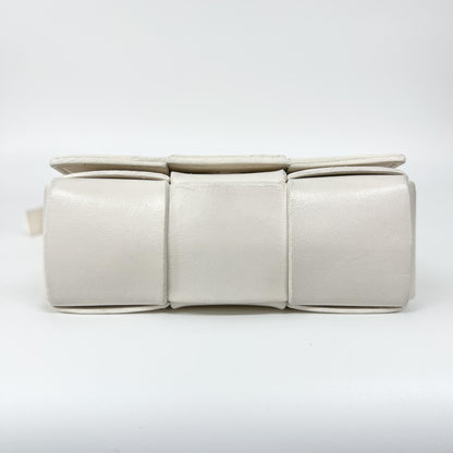 Bottega Veneta Cassette Maxi Intrecciato Leather, White, Leather, Crossbody Bag