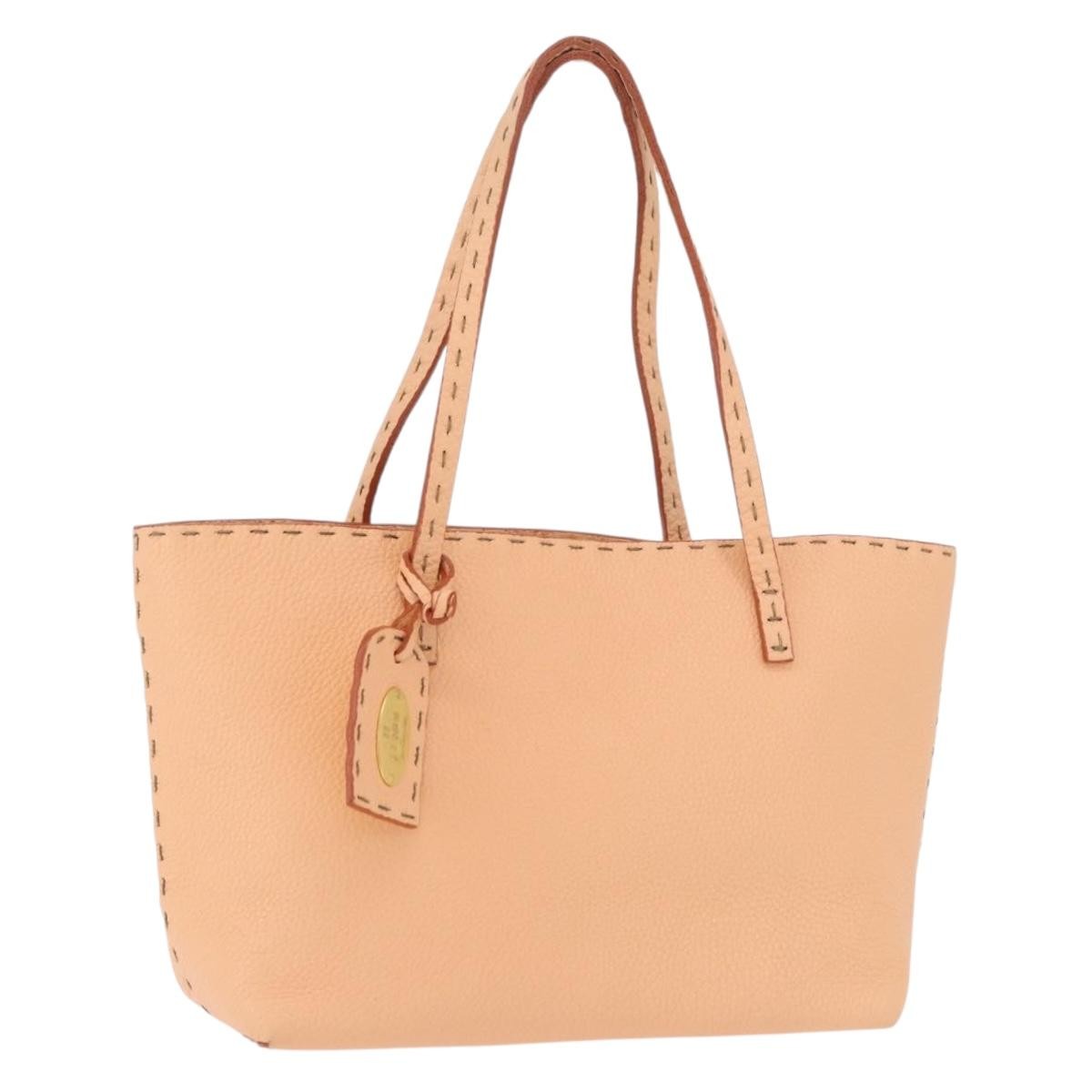 Fendi Selleria Carla Leather, Orange, Leather, Tote Bag