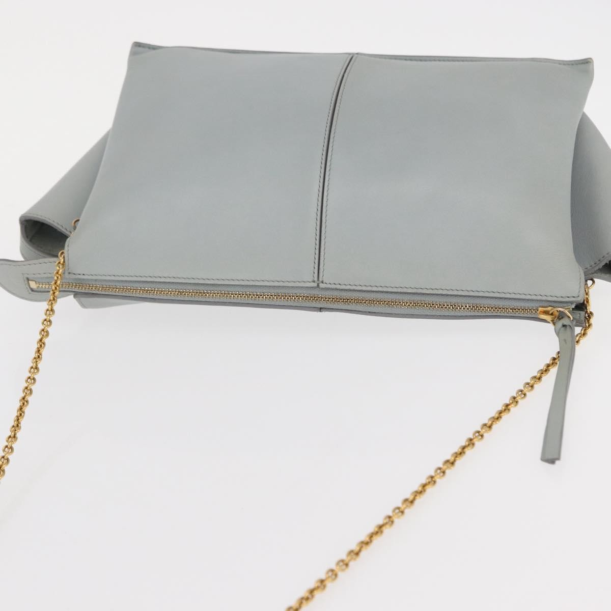Celine Tri-Fold Clutch on Chain Smooth Leather, Gray, Leather, Clutch