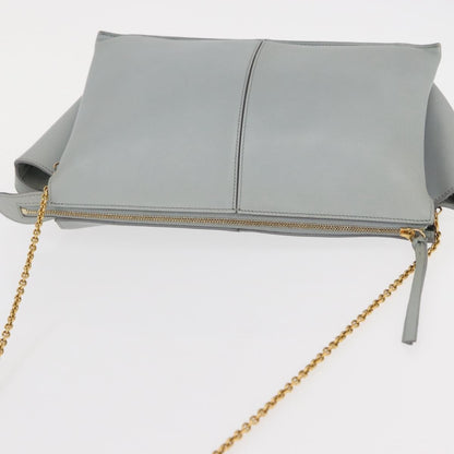 Celine Tri-Fold Clutch on Chain Smooth Leather, Gray, Leather, Clutch