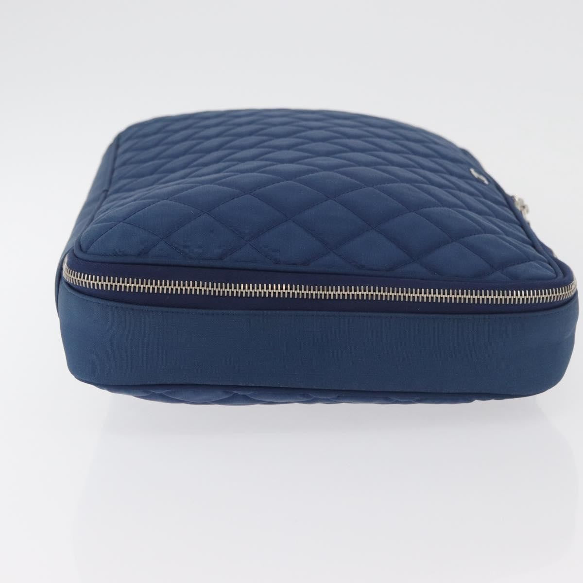 Chanel Laptop Sleeve Quilted Nylon, Blue, Nylon, Clutch