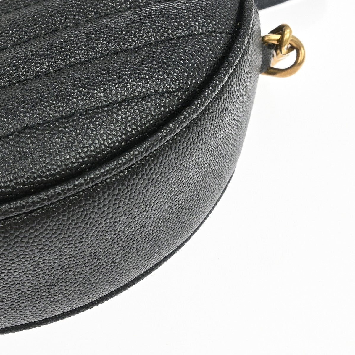 Saint Laurent Vinyle Round Camera Matelasse Chevron Leather, Black, Leather, Crossbody Bag