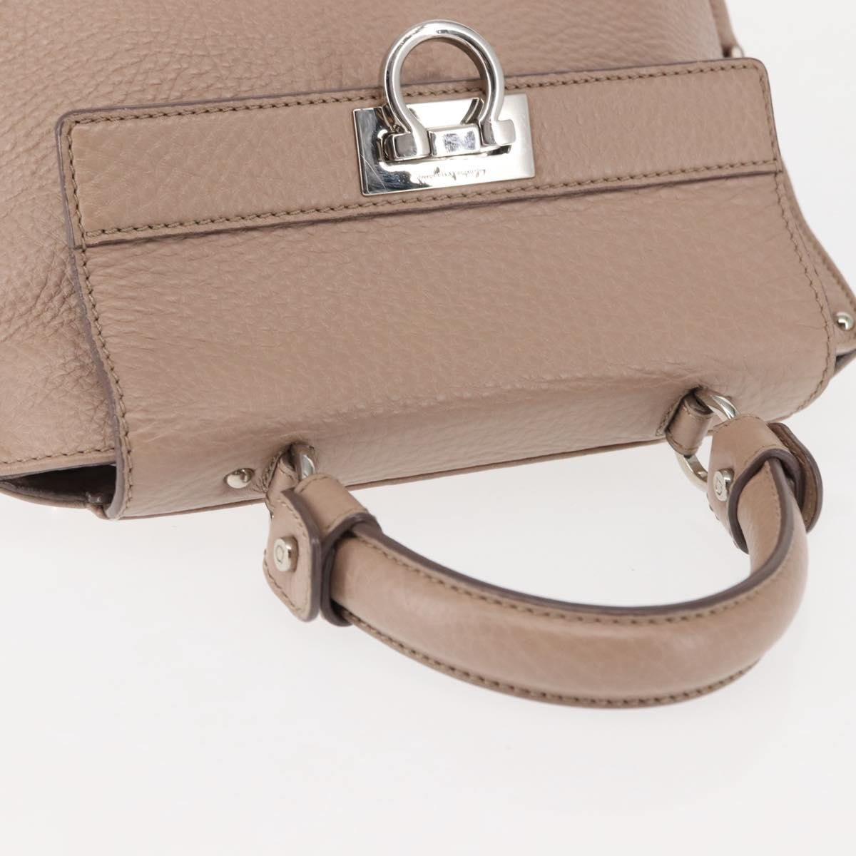 Salvatore Ferragamo Sofia Satchel Grainy Leather, Beige, Leather, Handbag