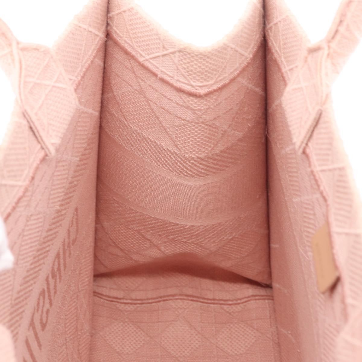 Christian Dior Book Cannage Embroidered Canvas, Pink, Canvas, Tote Bag