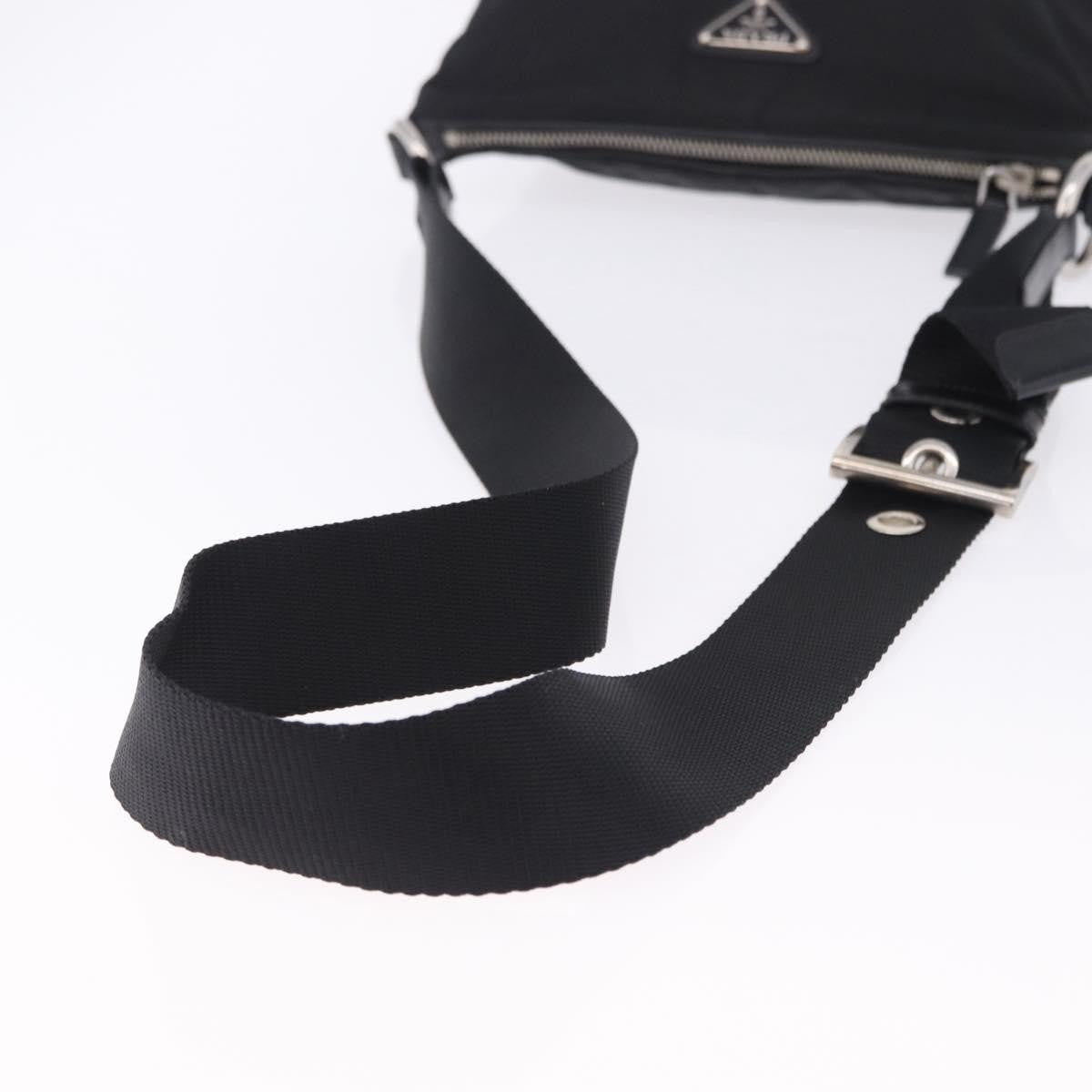 Prada Zip Messenger Tessuto with Leather, Black, Nylon, Handbag