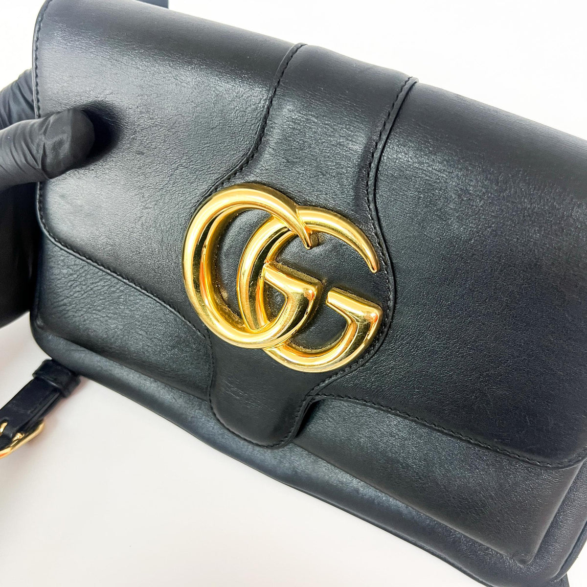 Gucci Arli Leather, Black, Leather, Shoulder Bag
