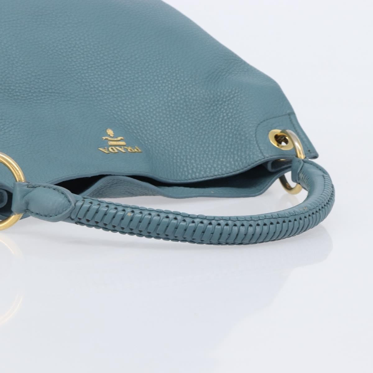 Prada Rolled Hobo Vitello Daino, Blue, Leather, Shoulder Bag