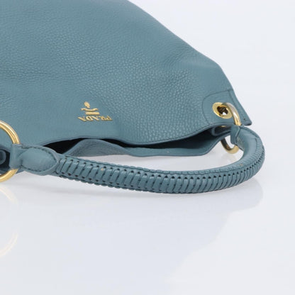 Prada Rolled Hobo Vitello Daino, Blue, Leather, Shoulder Bag