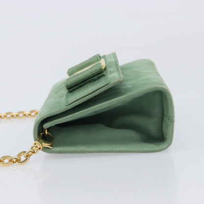 Salvatore Ferragamo Vala Chain Suede, Green, Suede, Shoulder Bag
