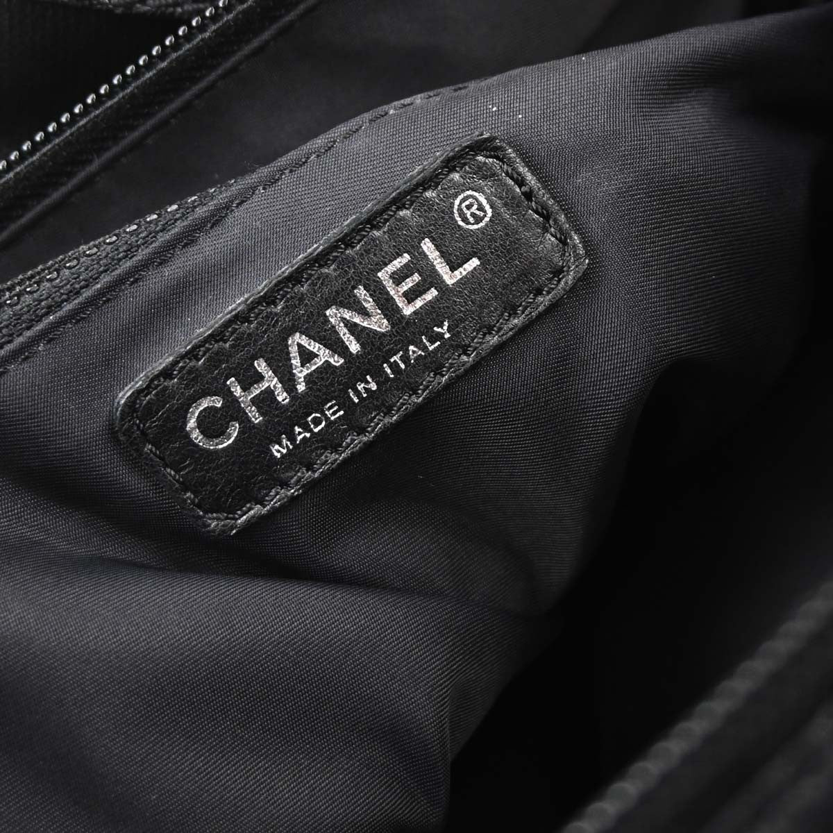 Chanel Biarritz Tote Quilted Coated Canvas, Black, Canvas, Tote Bag