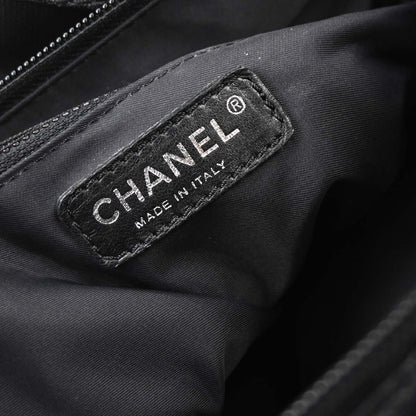 Chanel Biarritz Tote Quilted Coated Canvas, Black, Canvas, Tote Bag