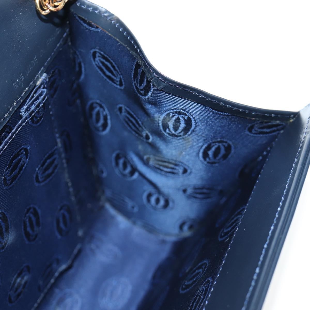 Cartier Sapphire Line Leather, Navy, Leather, Shoulder Bag