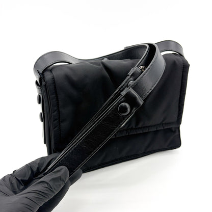Prada Padded Flap Re-Nylon, Black, Nylon, Shoulder Bag