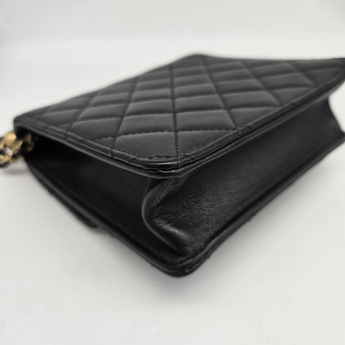 Chanel Chic Pearls Flap Clutch with Chain Quilted Lambskin, Black, Leather, Crossbody Bag
