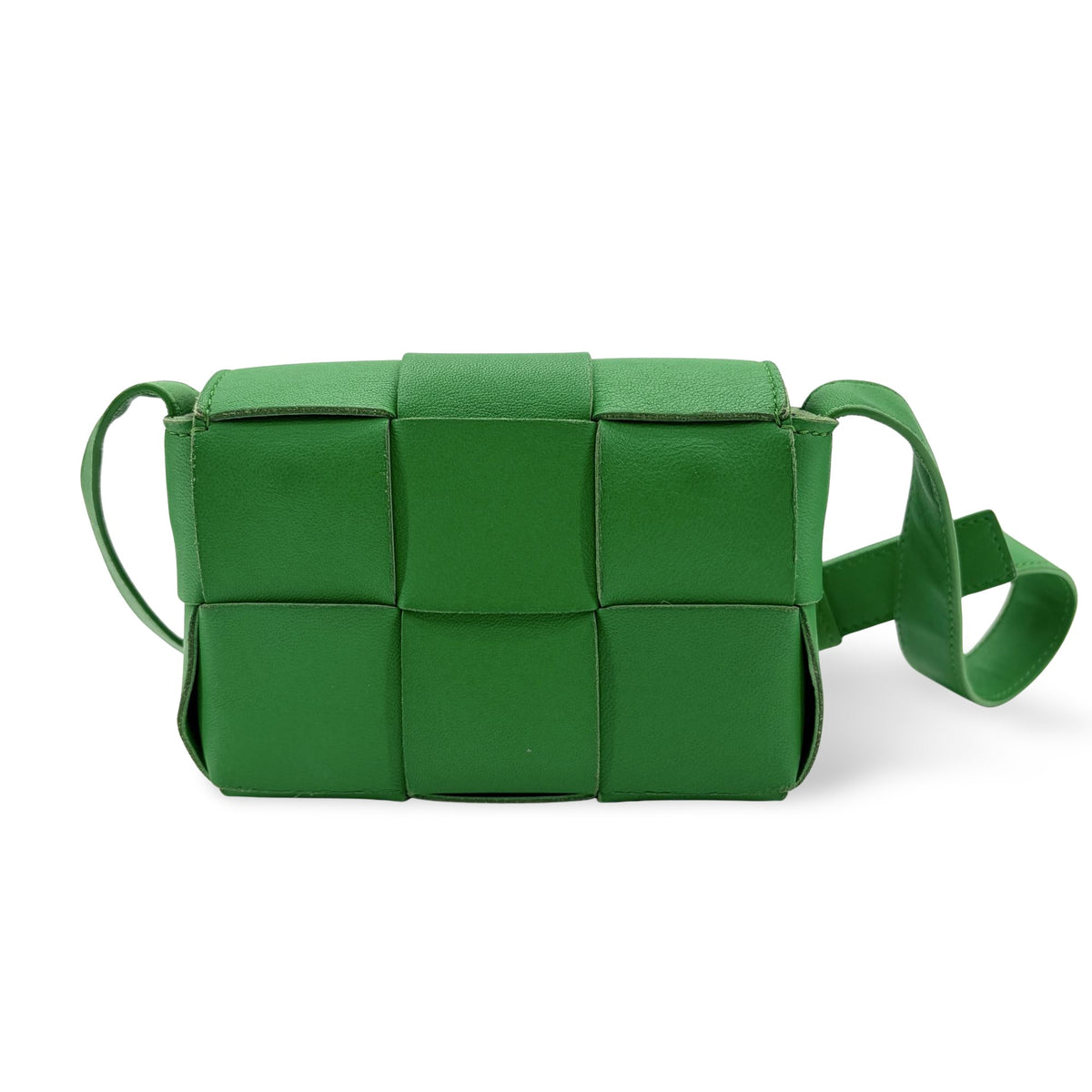 Bottega Veneta Cassette Maxi Intrecciato Leather, Green, Leather, Crossbody Bag
