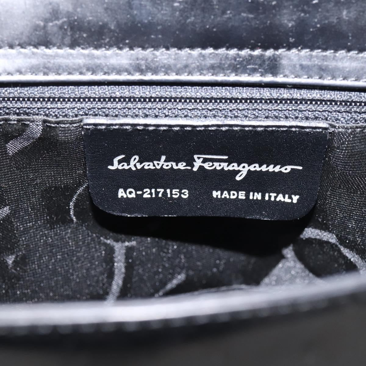 Salvatore Ferragamo Gancini Top Handle Patent leather, Black, Patent Leather, Handbag