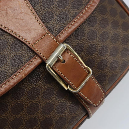 Celine Vintage Macadam Canvas and Leather, Brown, PVC, Shoulder Bag