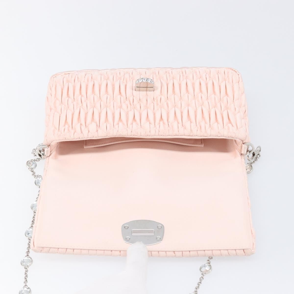 Miu Miu Crystal Full Flap Printed Calf Hair and Matelasse Leather, Pink, Satin, Shoulder Bag