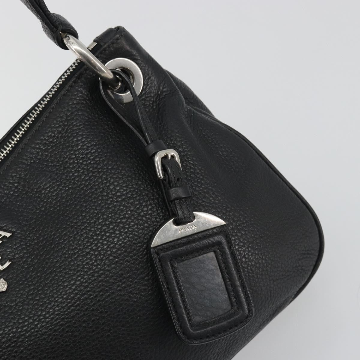 Prada Vitellino Mordo Hobo Leather, Black, Leather, Shoulder Bag