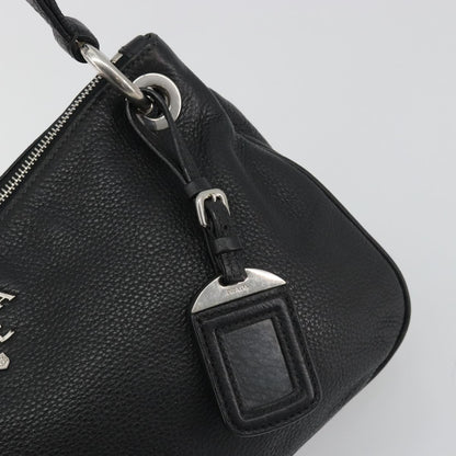Prada Vitellino Mordo Hobo Leather, Black, Leather, Shoulder Bag