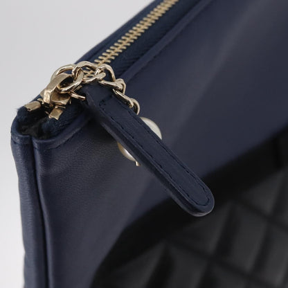 Chanel Bicolor Boy O Case Clutch Lambskin, Black, Leather, Clutch