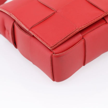 Bottega Veneta Cassette Maxi Intrecciato Leather, Red, Leather, Crossbody Bag