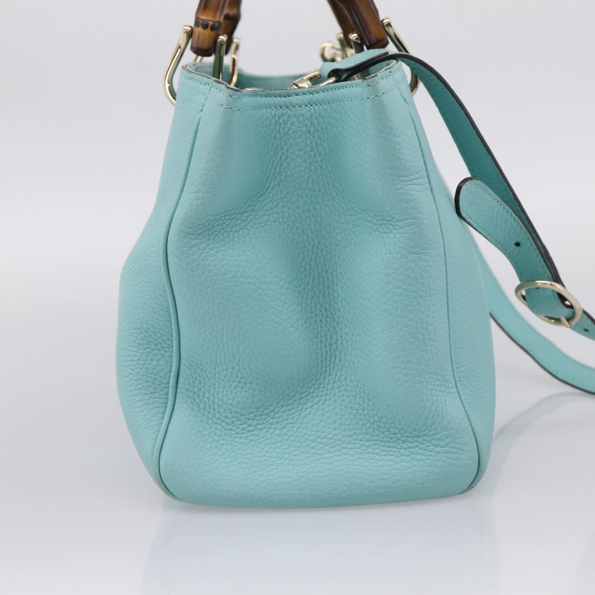Gucci Bamboo Shopper Leather, Blue, Leather, Tote Bag