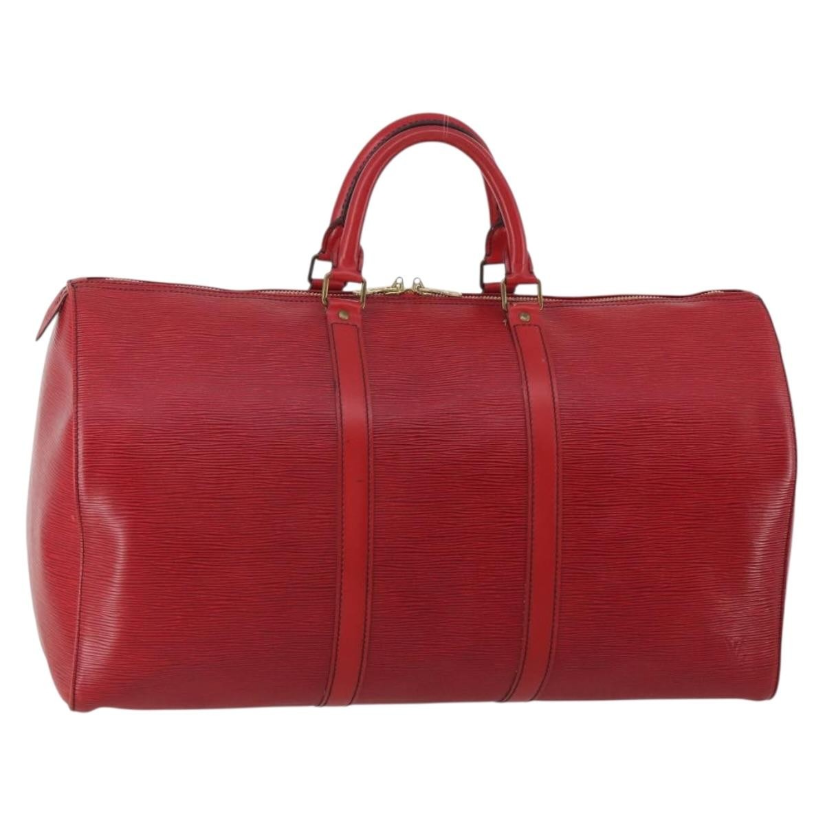 Louis Vuitton Keepall Epi, Red, Leather, Travel Bag