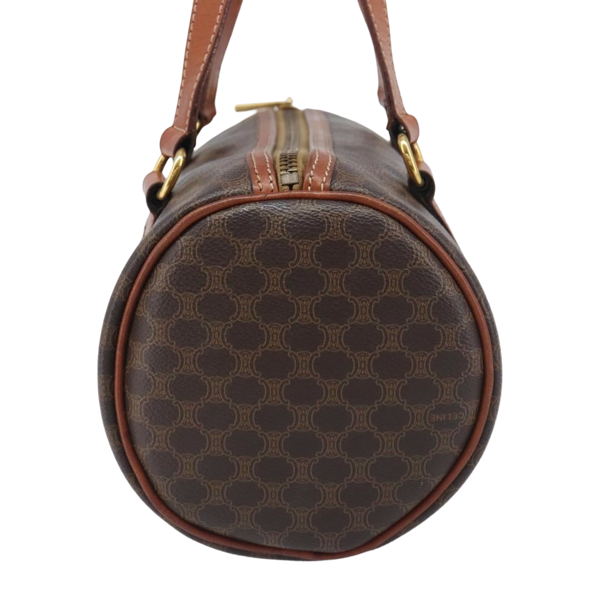 Celine Vintage Macadam Canvas and Leather, Brown, PVC, Handbag