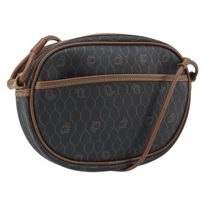 Christian Dior Vintage Honeycomb Canvas and Leather, Black, Canvas, Shoulder Bag