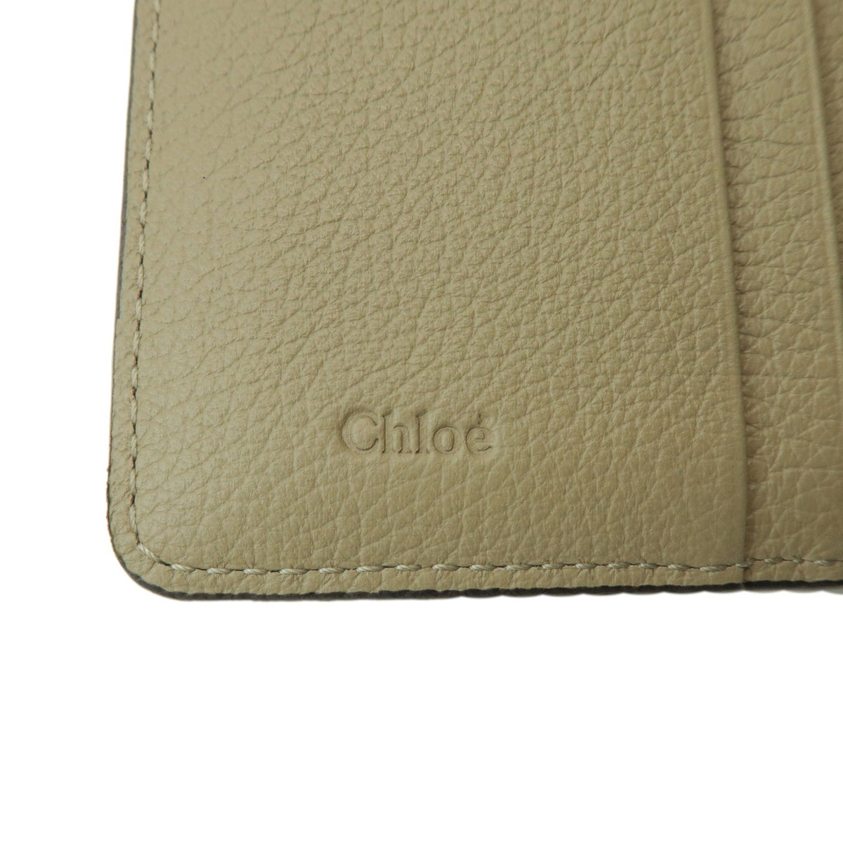 Chloe Alphabet Trifold Leather, Khaki, Leather, Wallet