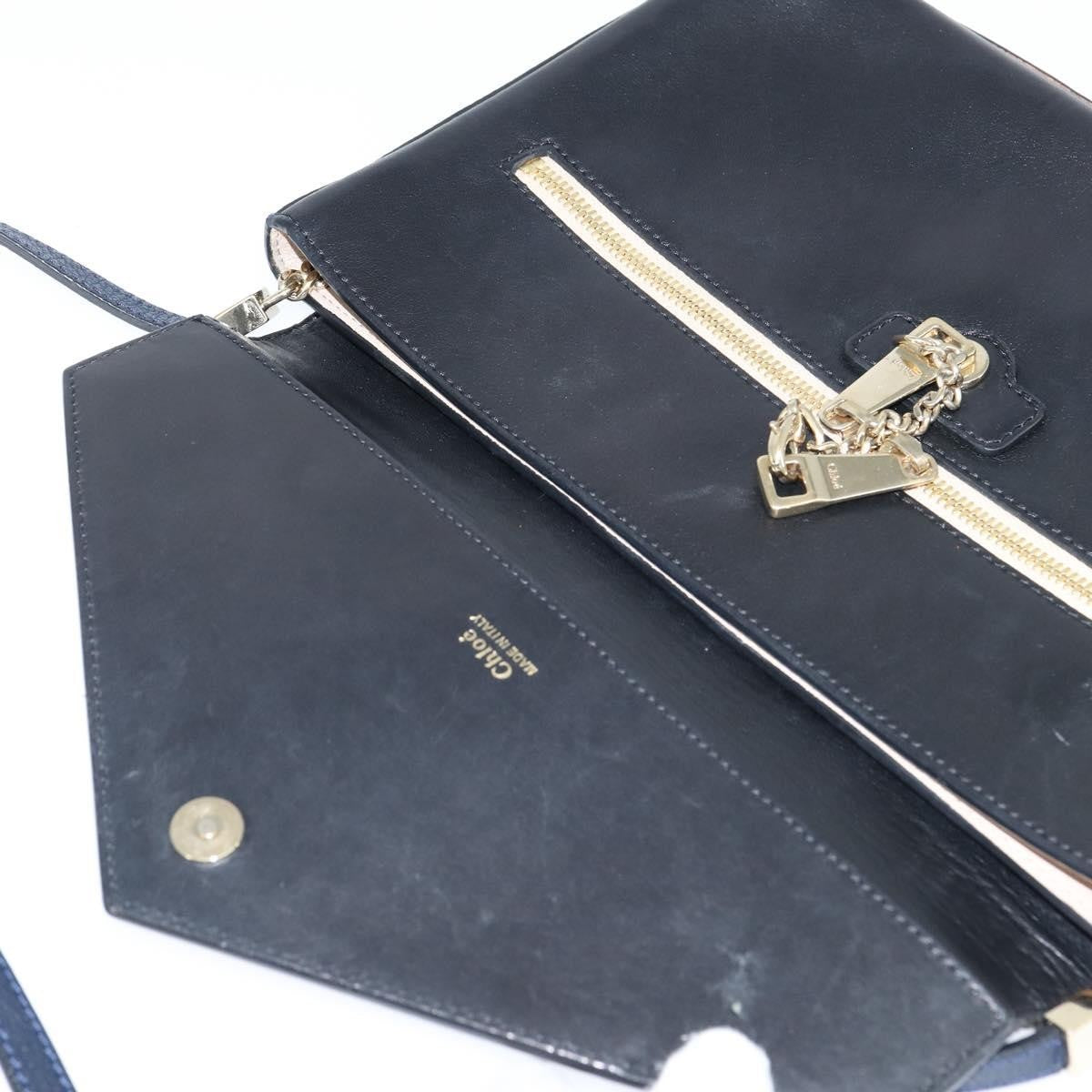 Chloe Sally Leather, Navy, Leather, Shoulder Bag
