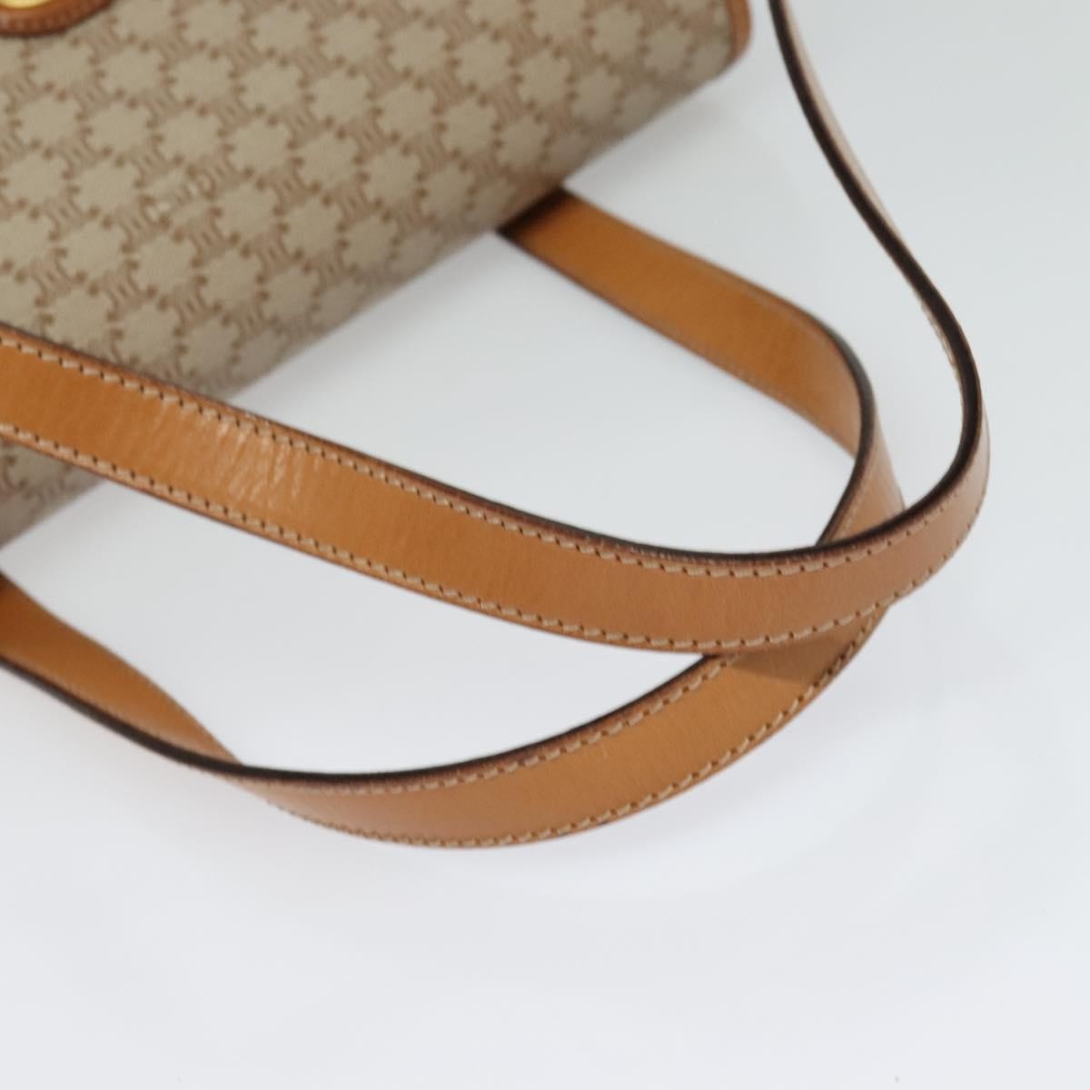 Celine Vintage Macadam Canvas and Leather, Beige, Canvas, Handbag