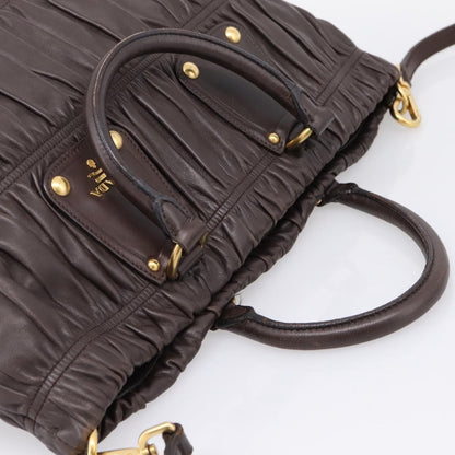 Prada Gaufre Nappa Leather, Brown, Leather, Tote Bag