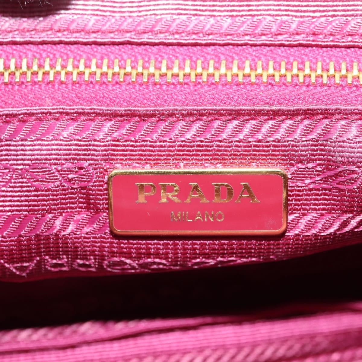 Prada Chain Tessuto and Saffiano Leather, Pink, Nylon, Shoulder Bag