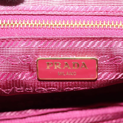 Prada Chain Tessuto and Saffiano Leather, Pink, Nylon, Shoulder Bag